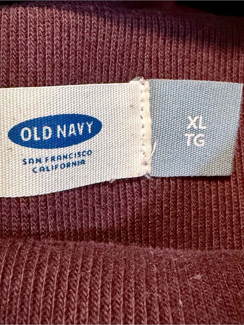 Old Navy Women's Burgundy Long Sleeve Ribbed Top